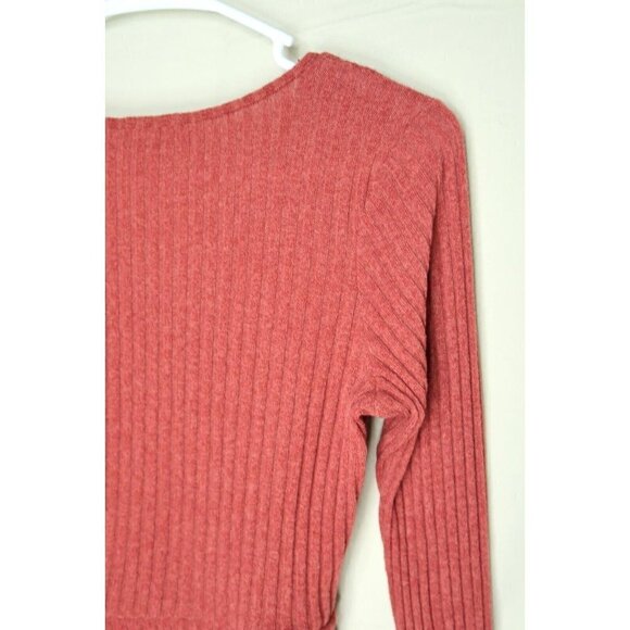 Sienna Sky Red Tunic Style Wrap Top Long Sleeves Ribbed Side Tie Womens XS EUC - Picture 8 of 11